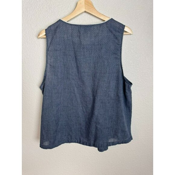 ModCloth Women's Sleeveless Top Blue White Polka Dot Flowy Size 1X Cotton - Picture 7 of 11